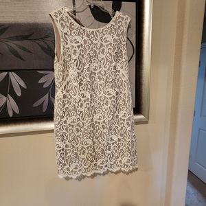 Off White Short Casual Dress Size: 16 (XL, Plus 0x)